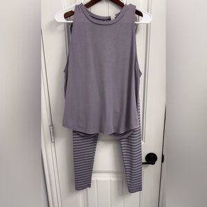 Glyder Lavender Sleeveless Top and Striped Leggings Set